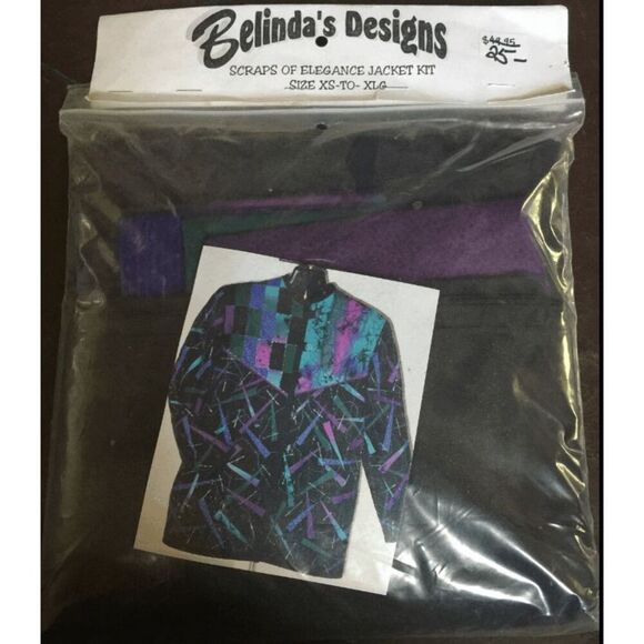 Vintage Patchwork Quilted Art Jacket w/ Butterfly Appliques, Abstract Design - M - Picture 10 of 10